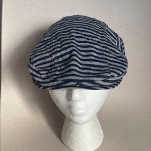 Striped Blue and Gray Newsboy Cap